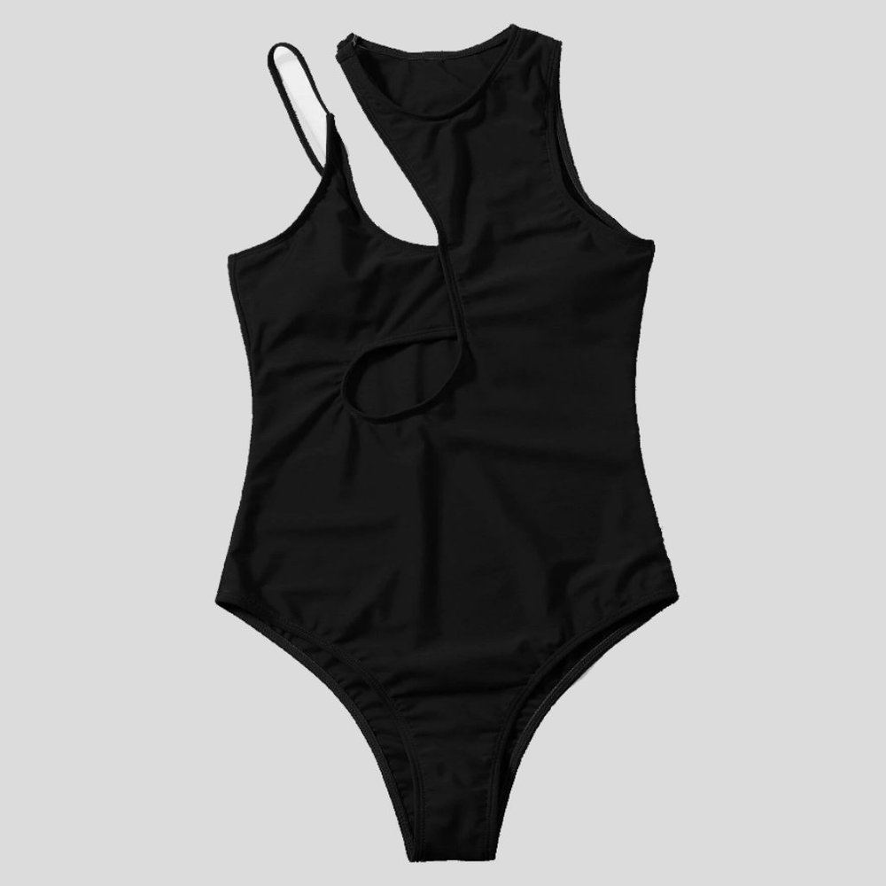 One Piece Swimsuit Black Monokini - Picture 3 of 7